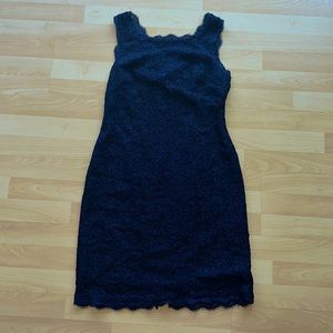 Adrianna Papell Evening 10P sleeveless lace detail navy dress